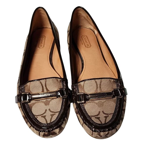 Coach Signature Canvas Loafers with Brown Accents - Picture 1 of 8